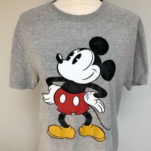 Disney Mickey Mouse Black Velveteen Accent T-shirt Size Medium